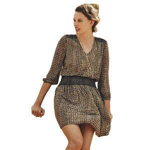 Anthropologie Vanessa Virginia Smocked Waist Dress Womens size Petite Small